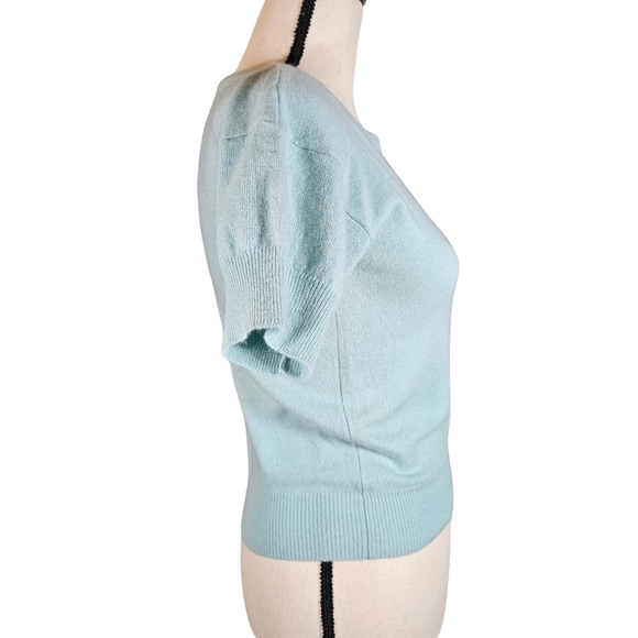 Vintage Chaus Petites Cropped Sweater, Lambs Wool&Rabbit Hair,Light Blue, PSmall - Picture 4 of 8